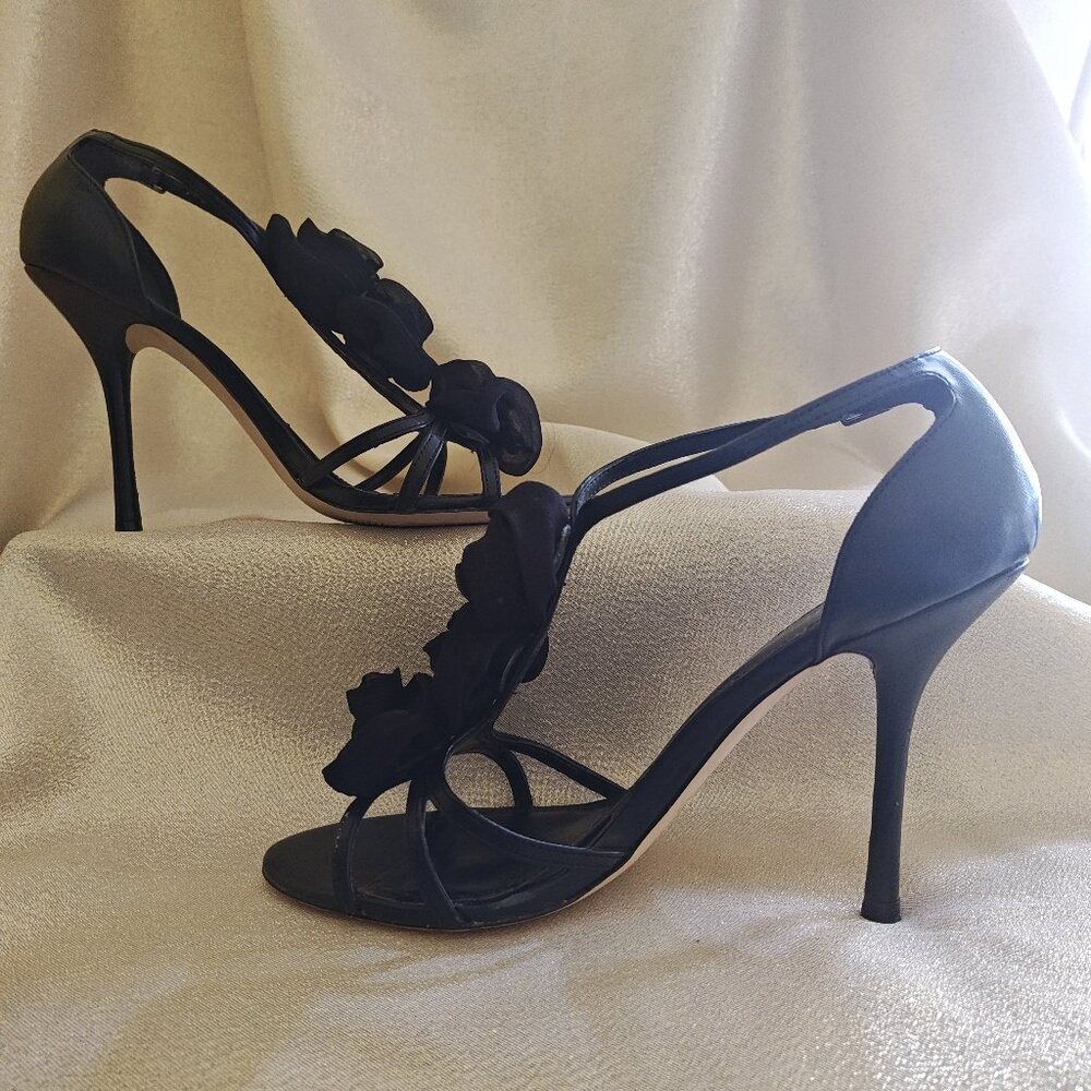 Black Strappy Spike-Heeled Cocktail Shoe